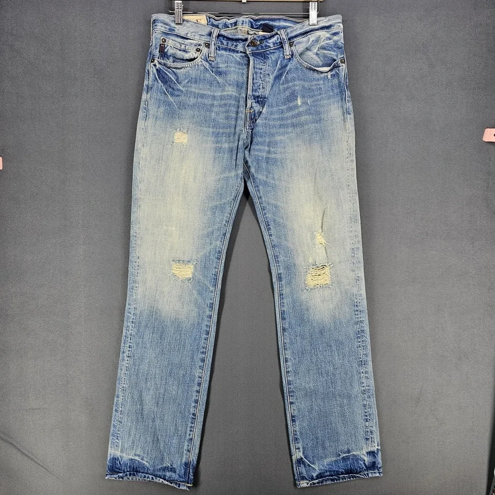 Abercrombie & Fitch Remsen Jeans Mens 32x32 Low Rise Slim Straight Button Fly